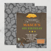 Goudmijn verjaardag thema Uitnodiging (Voorkant / Achterkant)