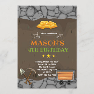 Goudmijn verjaardagsthema Uitnodiging