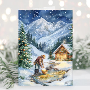 Goudmijnbouw Goudpanter Kerstkaart Feestdagen Kaart