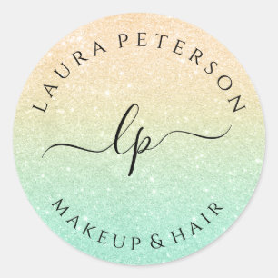 Goudmint glitter handgeschreven script kalligrafie ronde sticker