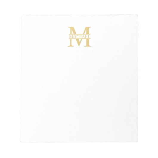 Goudmonogram en naam op maat notitieblok (Voorkant)