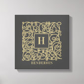 Goudmonogram op maat van familienaam canvas afdruk (Voorkant)