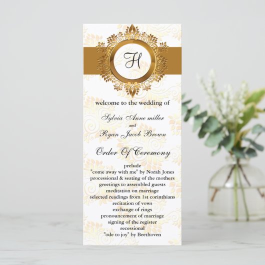 goudmonogram Weddenschap Programmakaart (Staand voorkant)
