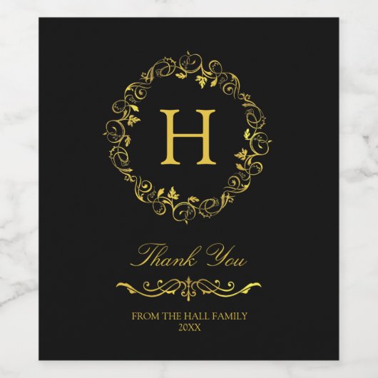  goudmonogram wijn etiket (Enkel label)