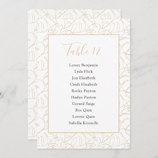 Goudmonsterblad Tafelnummerkaart Kaart (Voorkant / Achterkant)