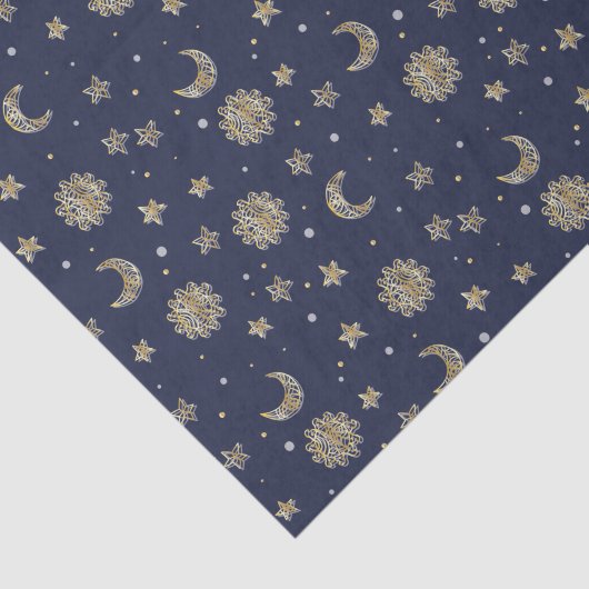 Goudmoons en sterren tissuepapier (Detail)
