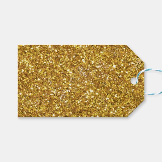 Goudmousserend glitterpatroon cadeaulabel (Voorkant (Horizontaal))