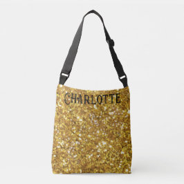 Goudmousserend glitterpatroon crossbody tas