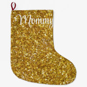 Goudmousserend glitterpatroon grote kerstsok (Voorkant)