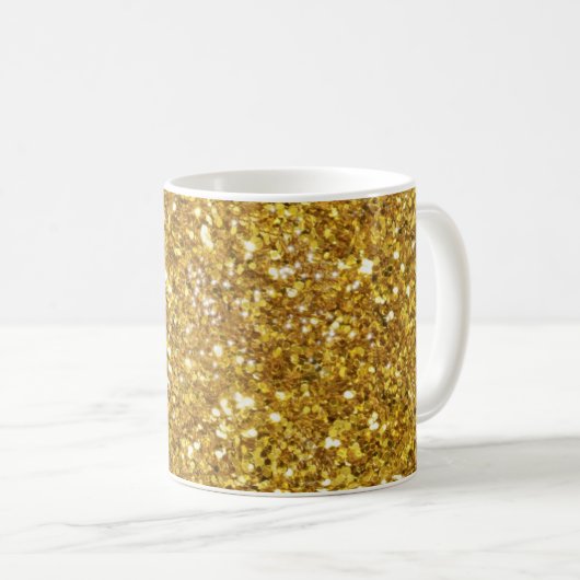 Goudmousserend glitterpatroon koffiemok (Voorkant rechts)