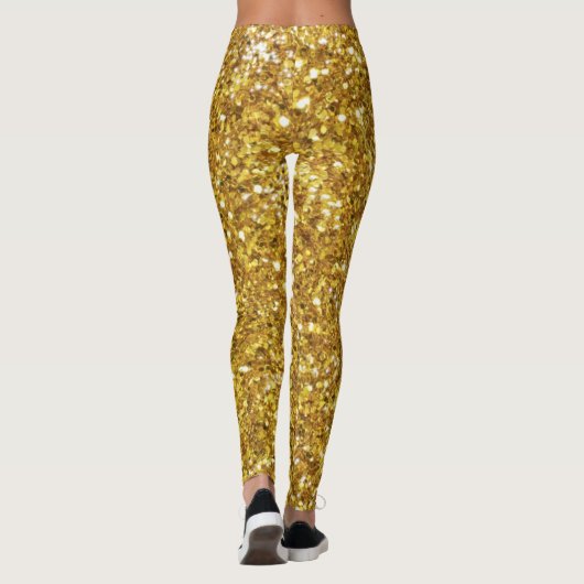 Goudmousserend glitterpatroon leggings (Achterkant)