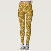 Goudmousserend glitterpatroon leggings (Voorkant)