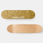 Goudmousserend glitterpatroon persoonlijk skateboard (Horizontaal)