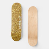 Goudmousserend glitterpatroon persoonlijk skateboard (Voorkant)