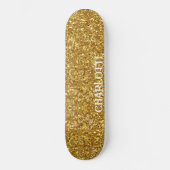 Goudmousserend glitterpatroon persoonlijk skateboard (Voorkant)