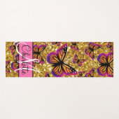 Goudmousserende glitter, oranje roze vlinder yogamat (Voorkant (horizontaal))