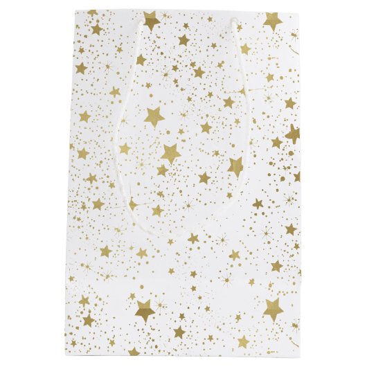 Goudmousserende sterren medium cadeauzakje (Achterkant)