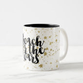 Goudmousserende sterren tweekleurige koffiemok (Voorkant rechts)