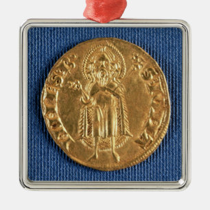 Goudmunt, met sint-janskruid uit de 16e eeuw metalen ornament