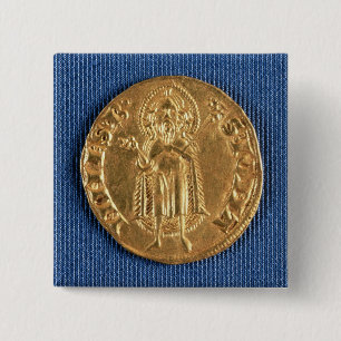 Goudmunt, met sint-janskruid uit de 16e eeuw vierkante button 5,1 cm