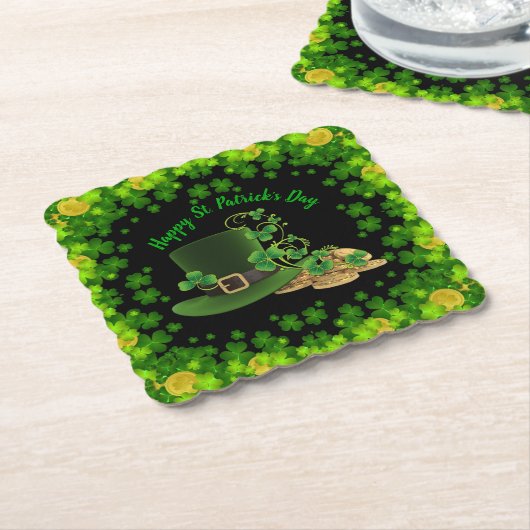 Goudmunten en shamrocks St. Patrick's Day Kartonnen Onderzetters (Gebogen)