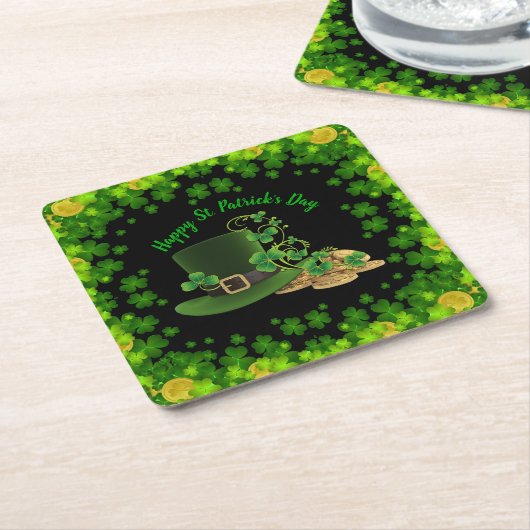 Goudmunten en shamrocks St. Patrick's Day Kartonnen Onderzetters (Schuin)