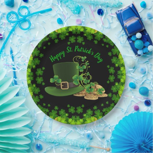 Goudmunten en shamrocks St. Patrick's Day Papieren Bordje (Feest)