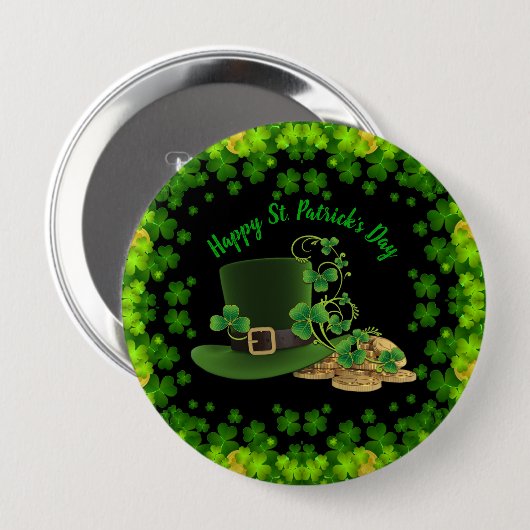 Goudmunten en shamrocks St. Patrick's Day Ronde Button 4,0 Cm (Voorkant /achterkant)