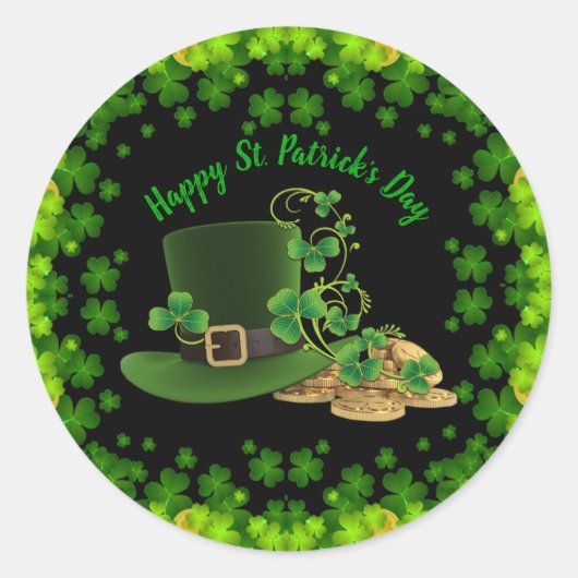 Goudmunten en shamrocks St. Patrick's Day Ronde Sticker (Voorkant)