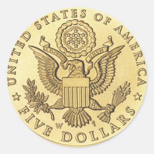 Goudmunten Ronde Sticker (Voorkant)