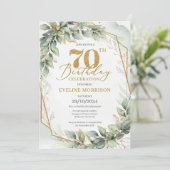 Goudnummer waterverf eucalyptus 70ste verjaardag kaart (Staand voorkant)