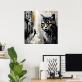Goudogige kat kunstposter poster (Thuiskantoor)