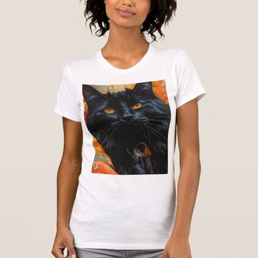 Goudogige Middennachtkat T-shirt (Voorkant)