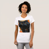 Goudogige Middennachtkat T-shirt (Voorkant volledig)