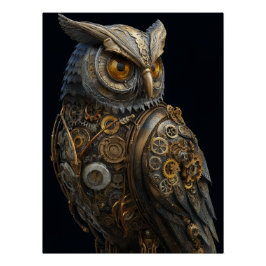 Goudogige Stoomtech Uil Perfect Poster