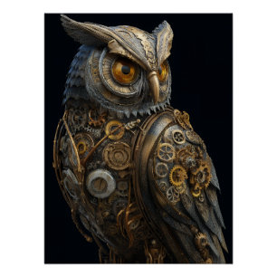 Goudogige Stoomtech Uil Perfect Poster