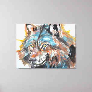 Goudogige Wolf Portret Canvas Afdruk