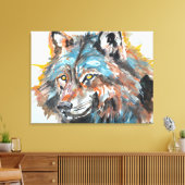 Goudogige Wolf Portret Canvas Afdruk (Insitu (Woonkamer))