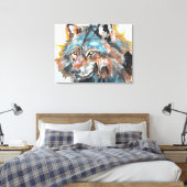 Goudogige Wolf Portret Canvas Afdruk (Insitu (Slaapkamer))