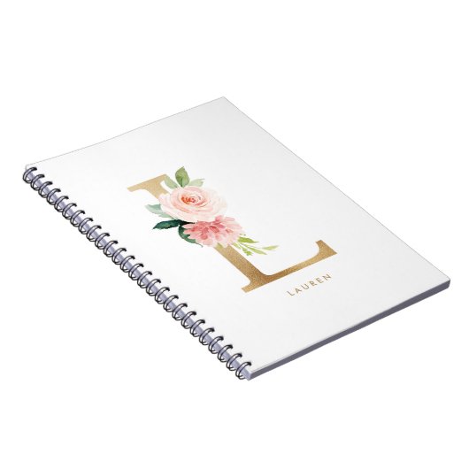  goudolie Blush Floral Letter L Monogram Notitieboek (Rechterzijde)
