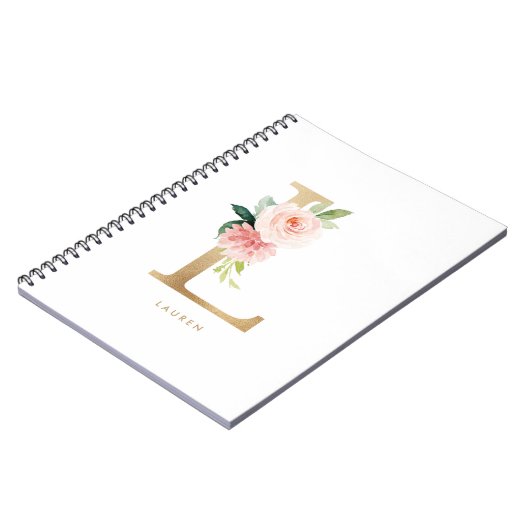  goudolie Blush Floral Letter L Monogram Notitieboek (Linkerzijde)