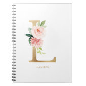  goudolie Blush Floral Letter L Monogram Notitieboek (Voorkant)