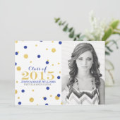 Goudolie Confetti Graduation Invitations | marine Kaart (Staand voorkant)