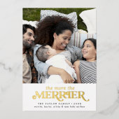 Goudolie des te meer de merrier Birth Folie Feestdagenkaart (Voorkant)