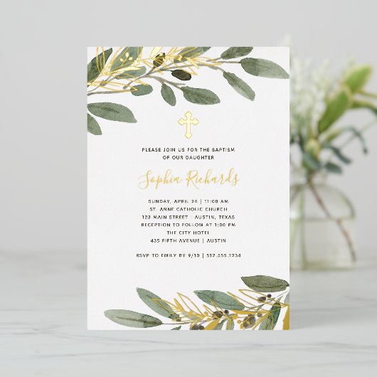 goudolie en blaasleien uit de Middellandse Zee Folie Uitnodiging (Staand Voorkant)