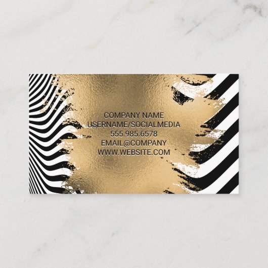 Goudolie geborsteld | Achtergrond Stripes Wave Visitekaartje (Achterkant)