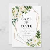 Goudolie Geometric White Floral Lijst Spring Save The Date (Voorkant)