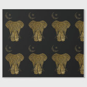 Goudolifant op zwart achtergrondpapier cadeaupapier (Vlak)