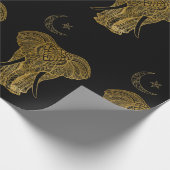 Goudolifant op zwart achtergrondpapier cadeaupapier (Hoek)