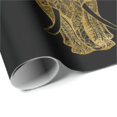 Goudolifant op zwart achtergrondpapier cadeaupapier (Rol Hoek)